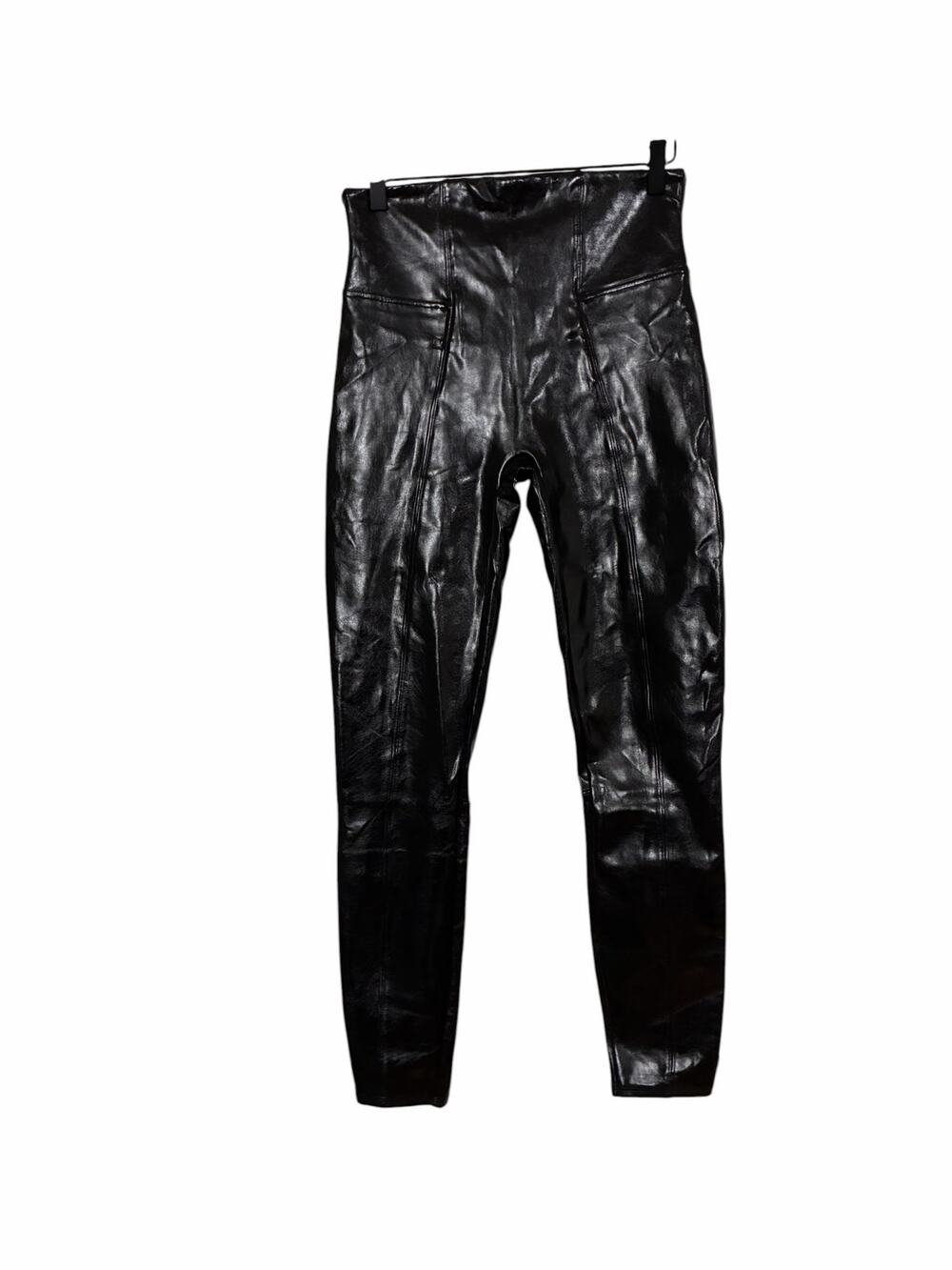 Spanx Womens Red Hot Faux Leather High Rise Leggings Black Size Medium 20310R